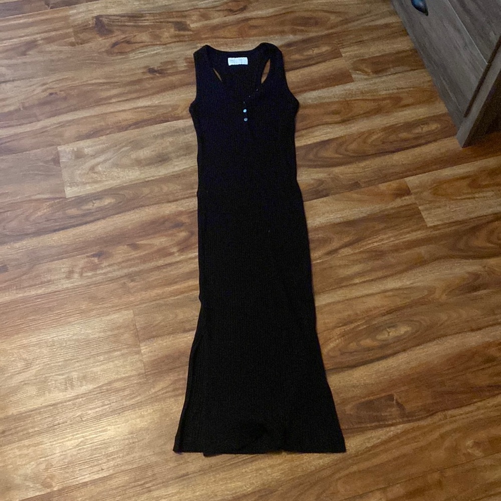 Fitted black midi dress
